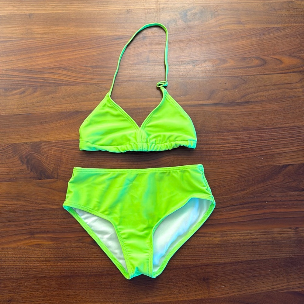 Girls Amazon Two Piece Swimsuit, lime green, size 8
